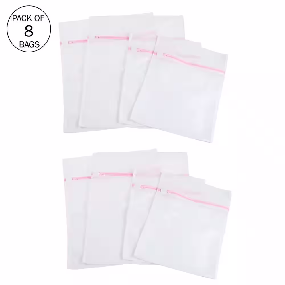 Everyday Home White Mesh Laundry Bags (Set of 8)