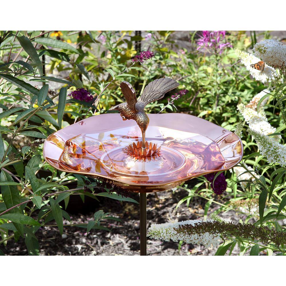 Achla Designs 13.25 in. Dia Copper Plated Hummingbird Birdbath Bowl with Stake