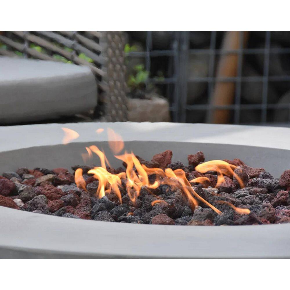 ENVELOR:Envelor Elementi Outdoor Lunar Fire Bowl 42 in. Round Stainless Steel Natural Gas Fire Pit Table Glass with Reinforced Concrete