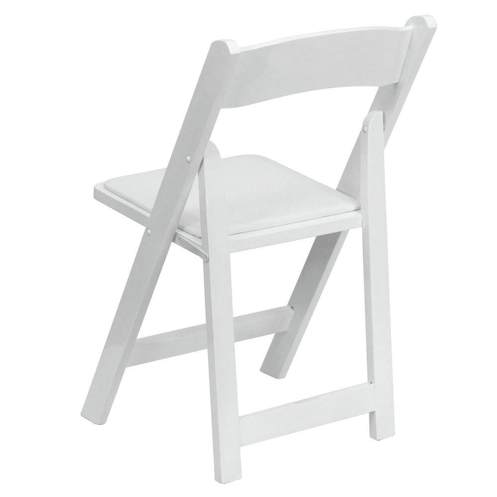 Flash Furniture Hercules Series White Wood Folding Chair with Vinyl Padded Seat