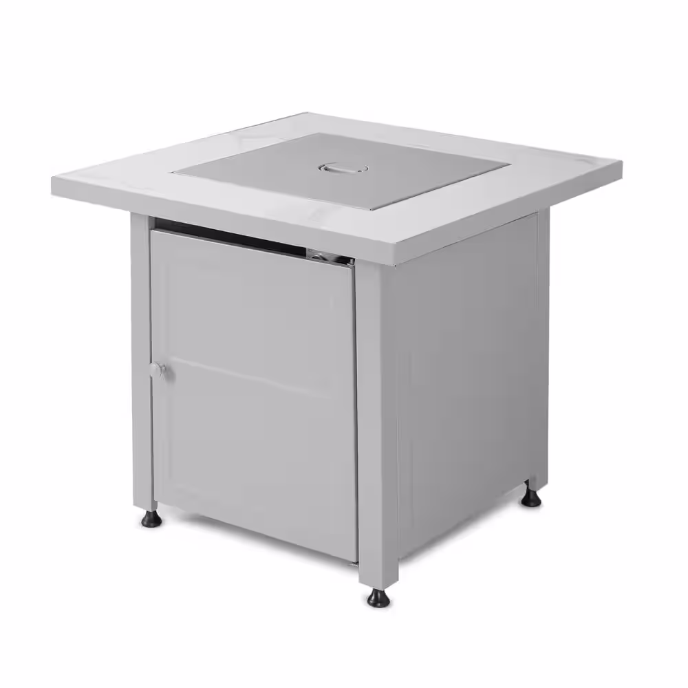 Endless Summer 30 in. Gas Fire Pit Table with Cover, Black Glass