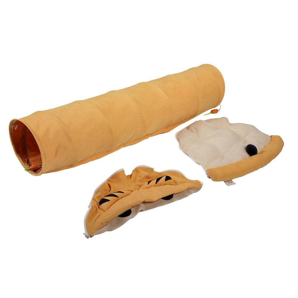 COZIWOW Collapsible Medium Cat Tunnel with Cat Toy, Bed