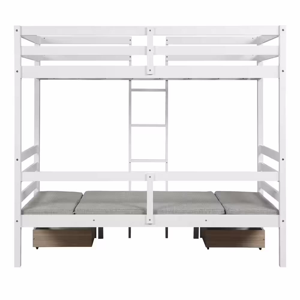 Harper & Bright Designs White Multifunctional Bunk Bed with Desk