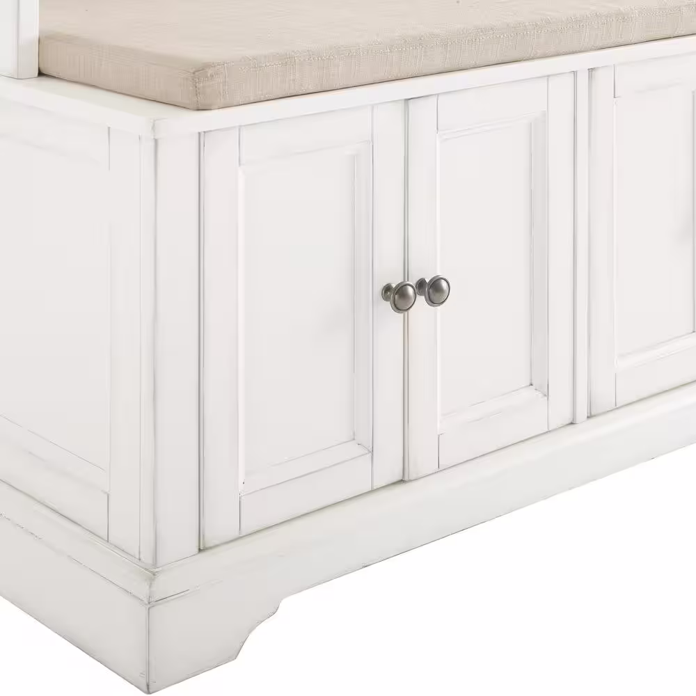 CROSLEY FURNITURE Holbrook Distressed White Hall Tree