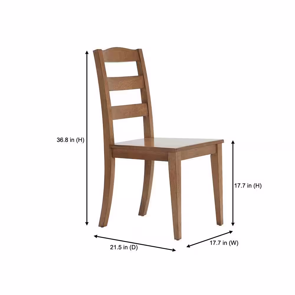 StyleWell Patina Oak Finish Dining Chair with Ladder Back (Set of 2) (17.72 in. W x 36.77 in. H)