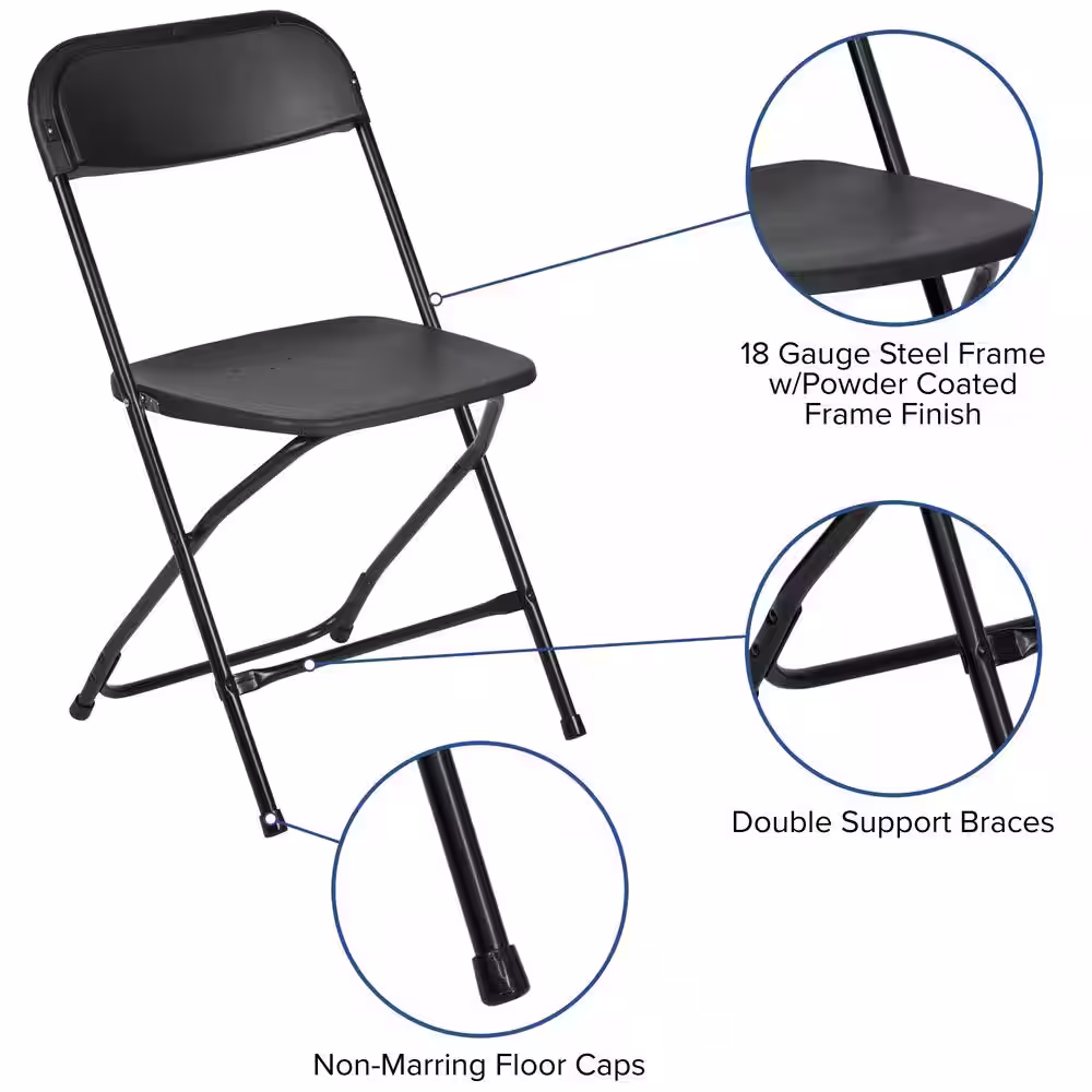 Carnegy Avenue Black Metal Folding Chair (Set of 10)