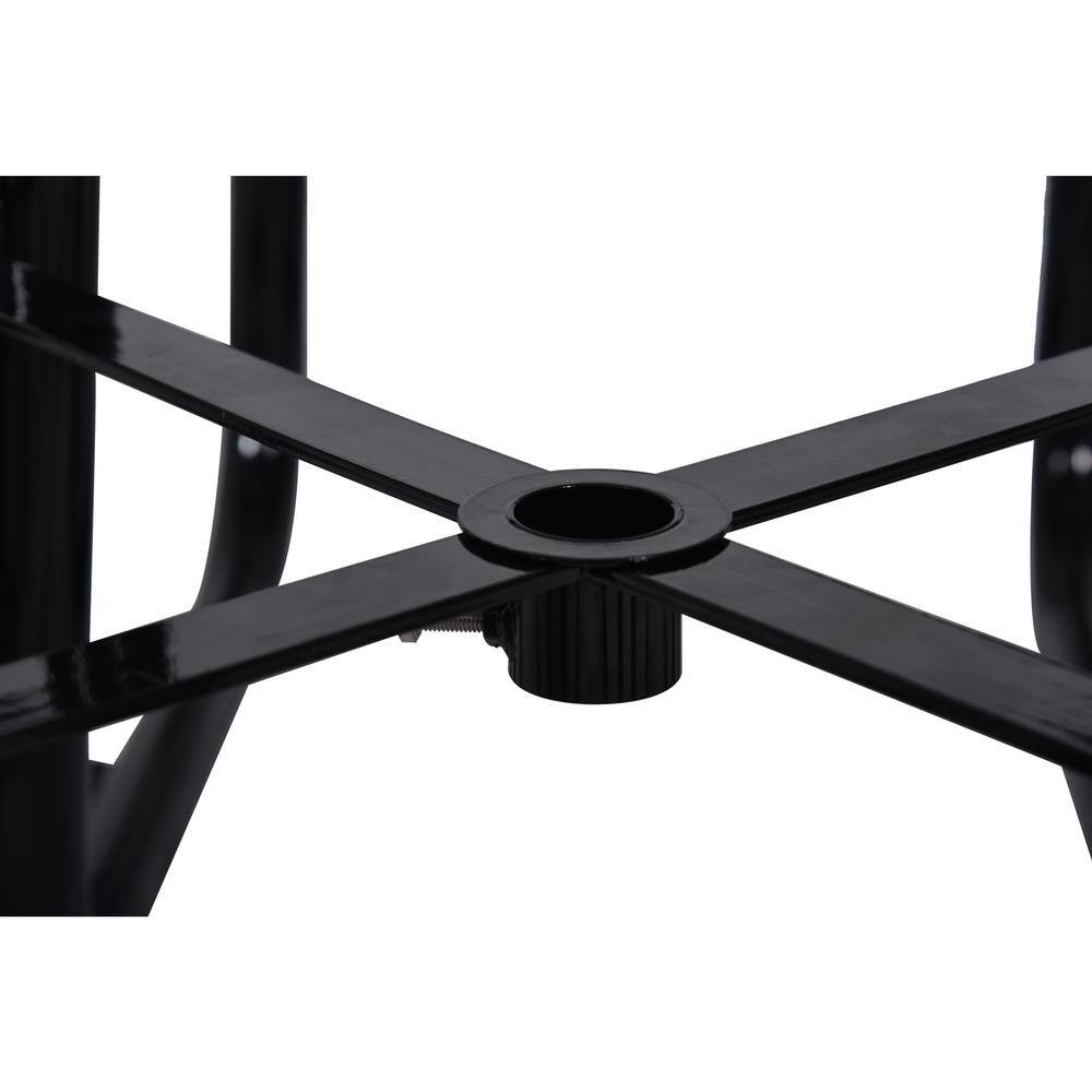None 46 in. Square Outdoor Steel Picnic Table With Umbrella Pole in Black