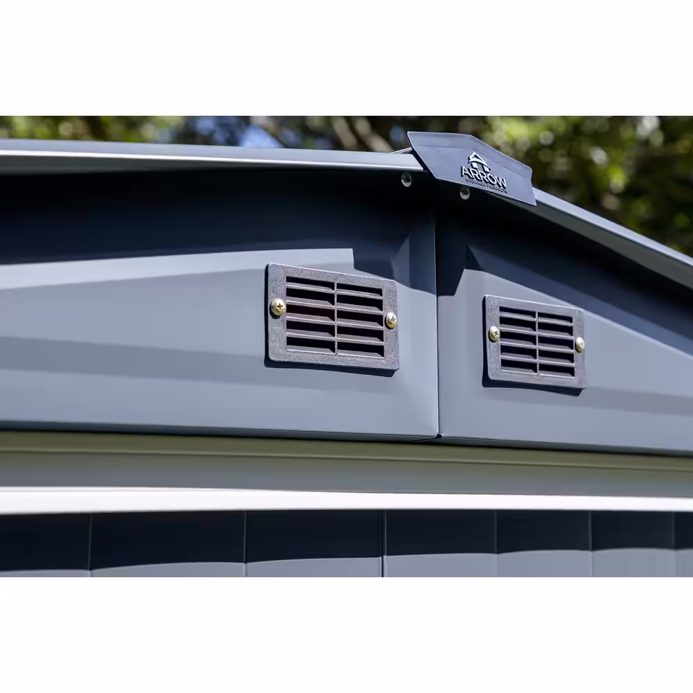 Arrow Metal 3-In-1 Utility Shed, 50 sq. ft., 10 ft. W x 5 ft. D, Includes Lockable Shed, Firewood Rack and Open-Air Extension