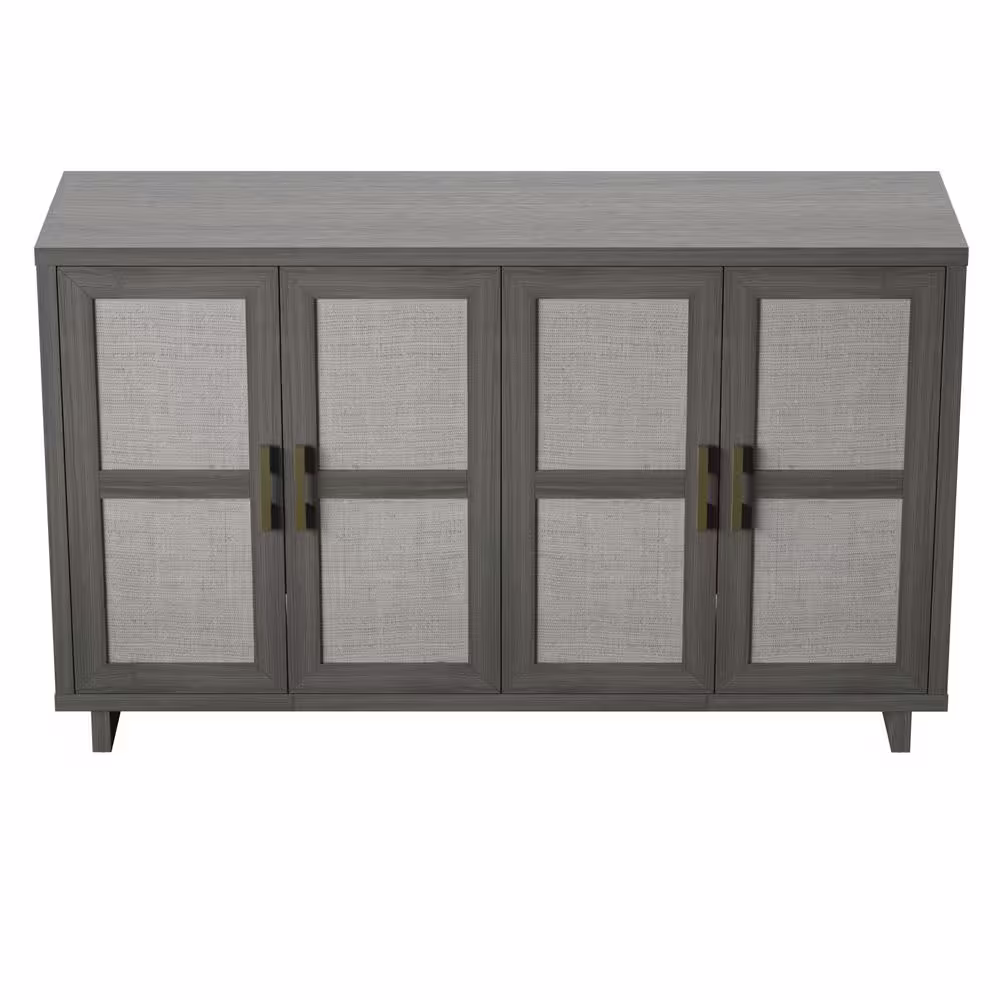 Twin Star Home Crete Oak MDF 59.5 in. Coastal Sideboard with Linen Inspired Accents