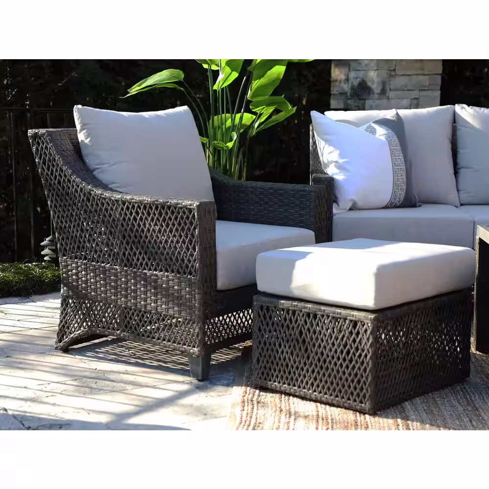 Canopy Adair 6-Piece Resin Wicker Patio Deep Seating Set with Sunbrella Cast Silver Cushions