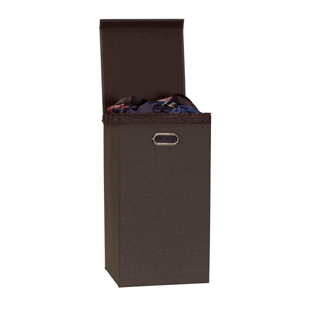 None Cobblestone Collapsible Laundry Hamper with Lid