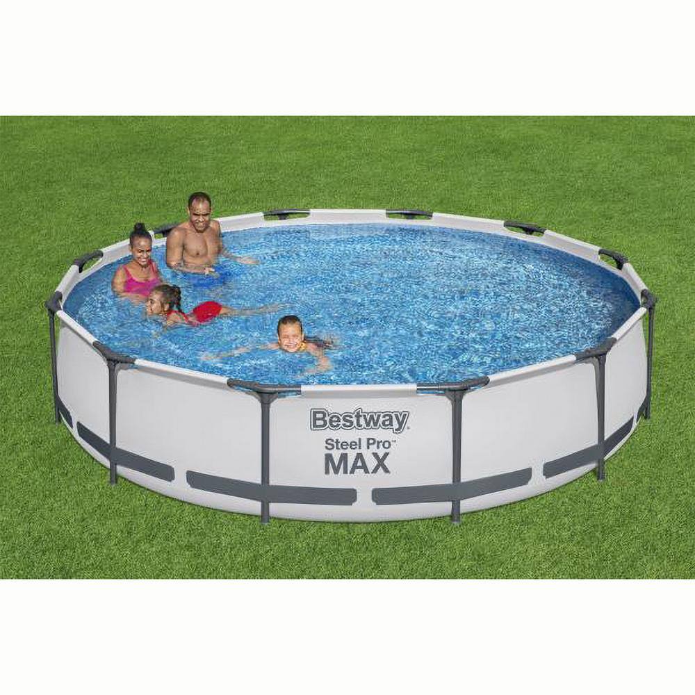 Bestway Steel Pro Max 12 ft. x 30 in. Frame Round Above Ground Swimming Pool w/Pump