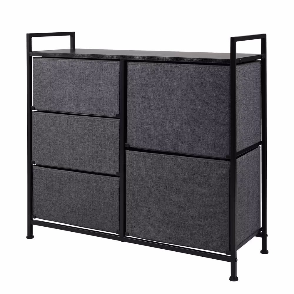 None 32.7 in. W x 30.3 in. H x 11.4 in. D Non-Woven Freestanding Cabinet in Black