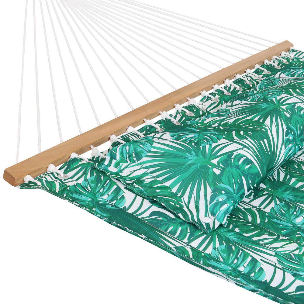 Sunnydaze Decor 128 in. L Green Palm Leaves Spreader Bar Hammock Bed