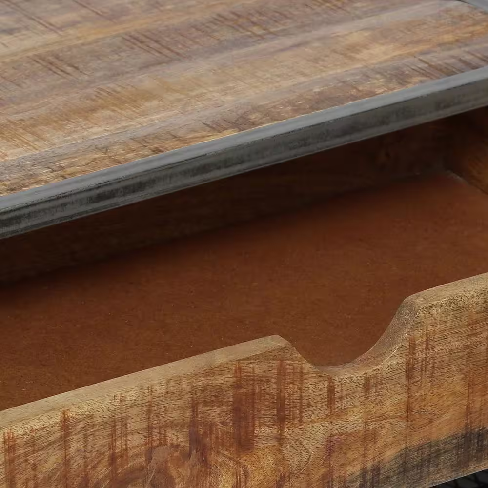 Noble House 23.25 in. H x 25.5 in. W HighDuffy 6-Pair Natural and Gray Mango Wood Shoe Rack with Drawer