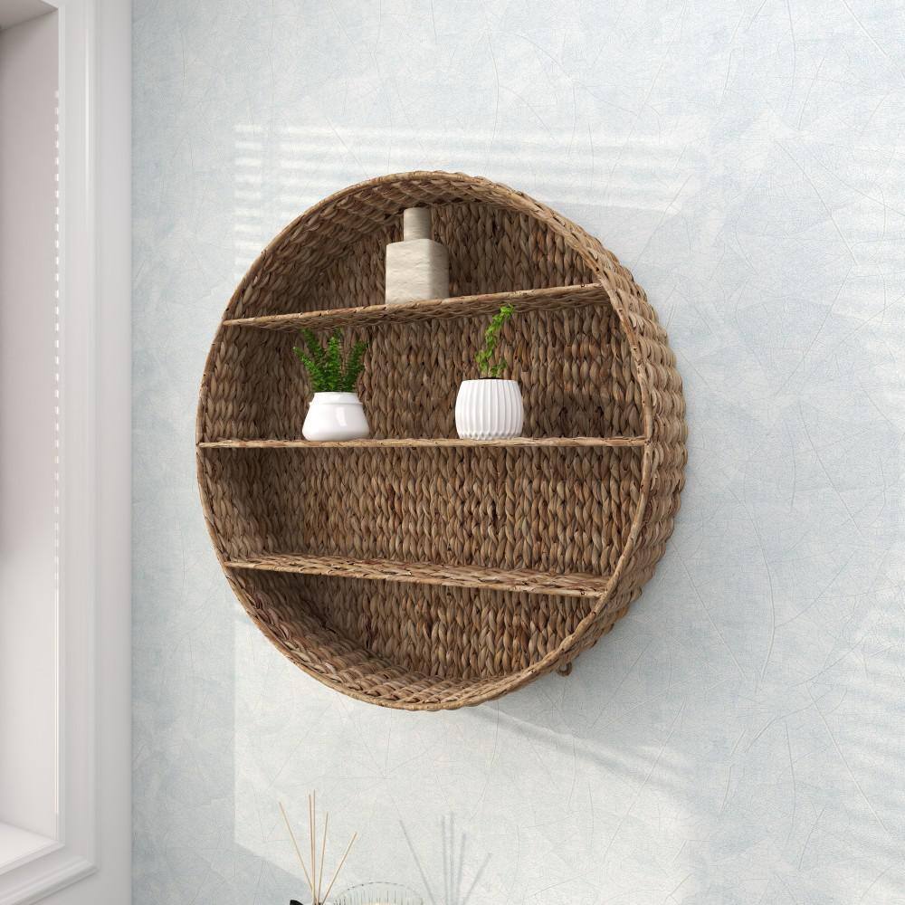 Litton Lane 14 in. x 32 in. White Wood Farmhouse Wall Shelf