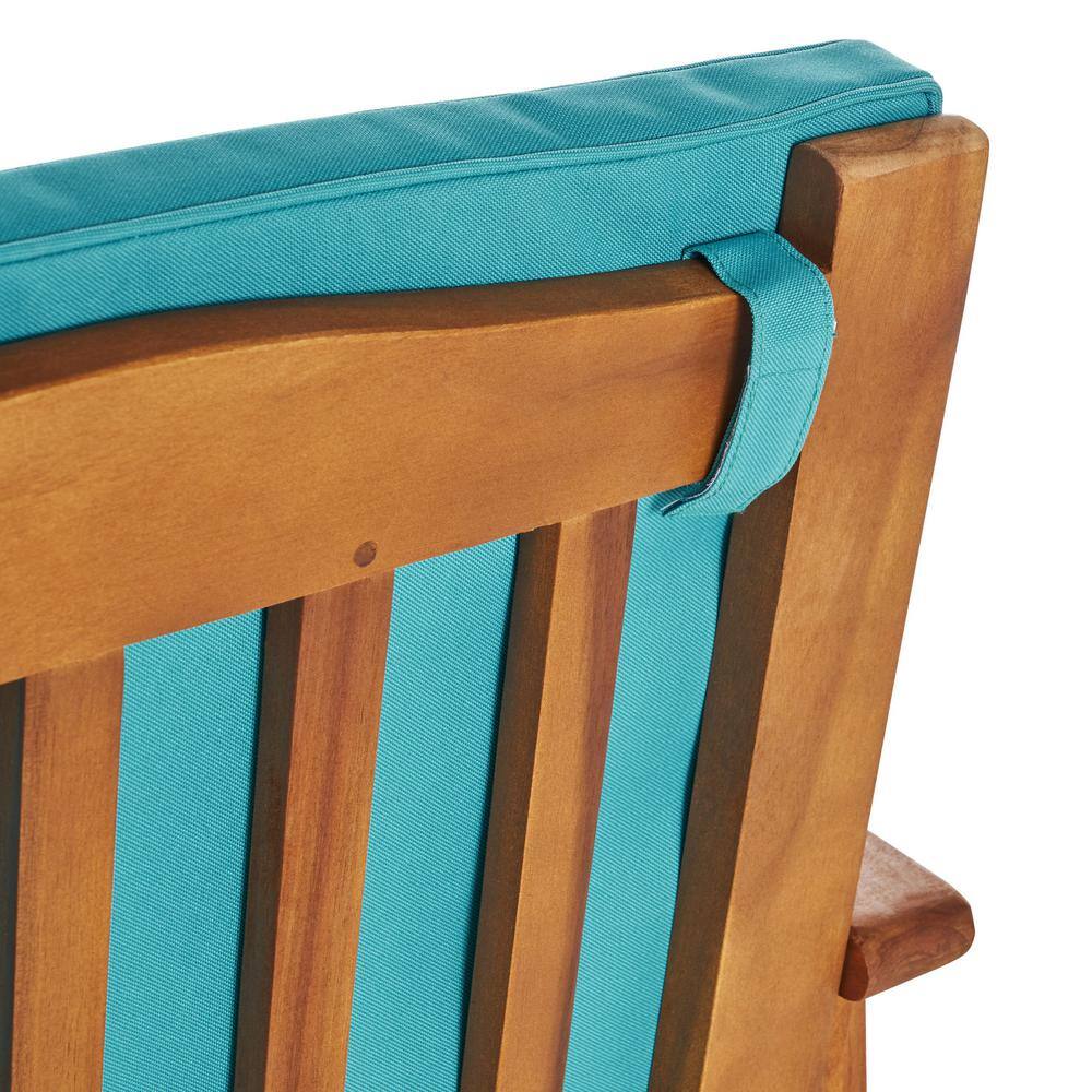 Noble House Thalia Brown 8-Piece Wood Patio Conversation Set with Teal Cushions