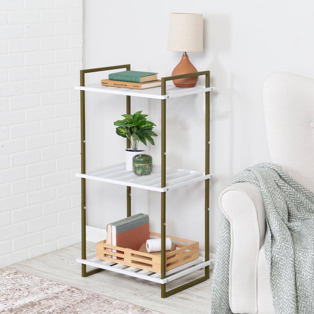 Honey-Can-Do White 3-Tier Tubular Steel Shelving Unit (20 in. W x 37.5 in. H x 15 in. D)