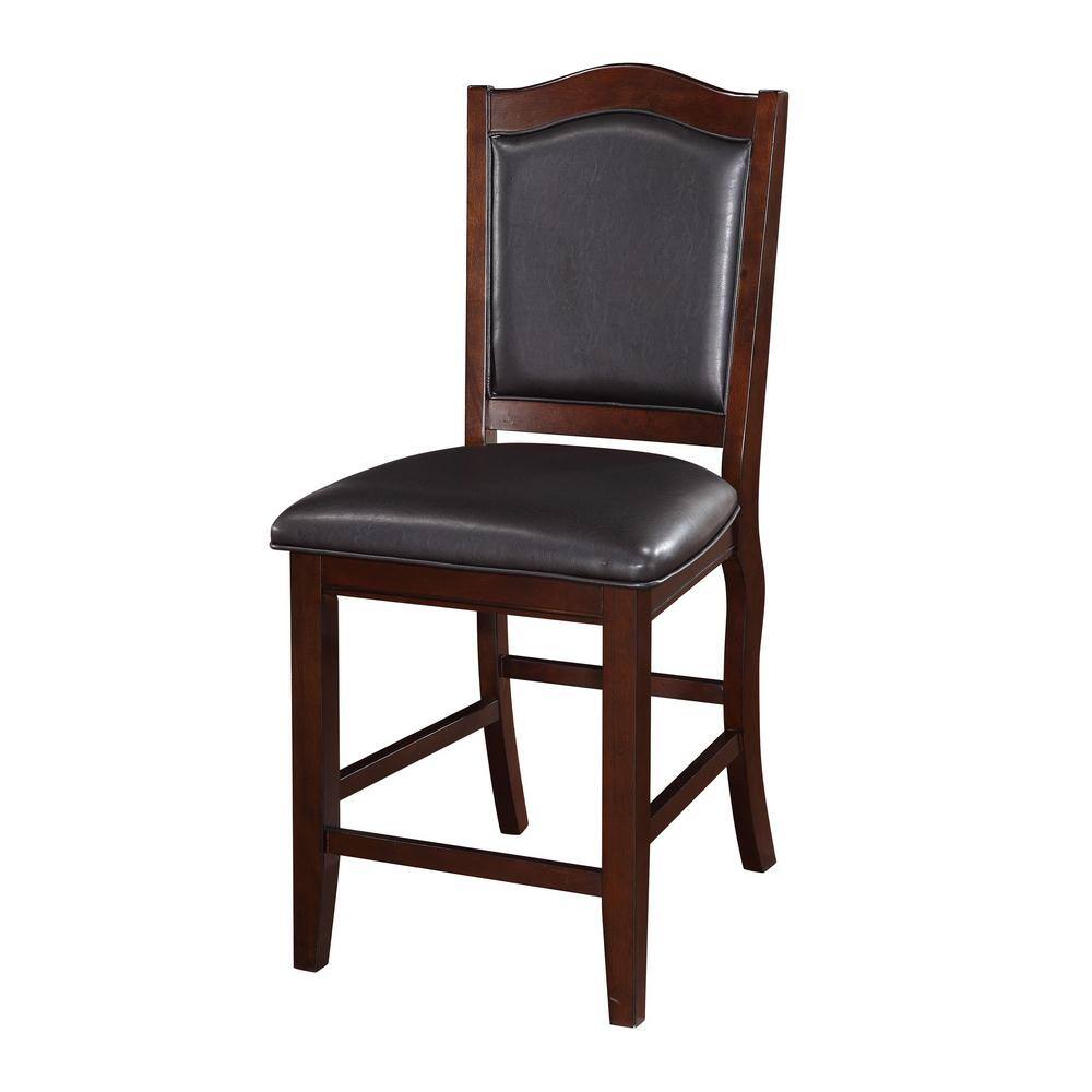 SIMPLE RELAX Dark Brown Solid Wood and Espresso Faux Leather High Chair (Set of 2)
