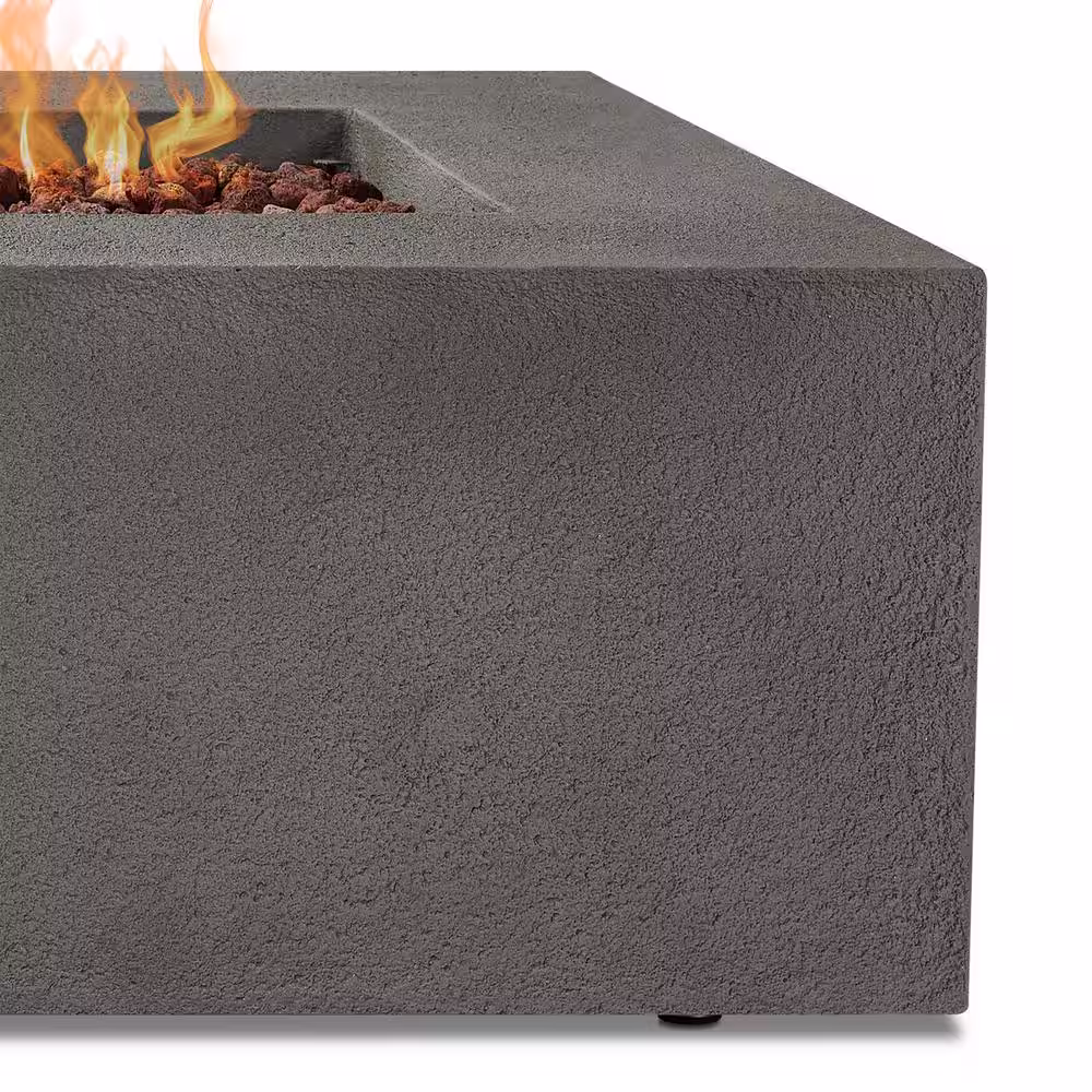 Real Flame Baltic 50 in. L x 32 in. W Rectangle MGO Liquid Propane Fire Table in Grey with Burner Lid and Protective Cover