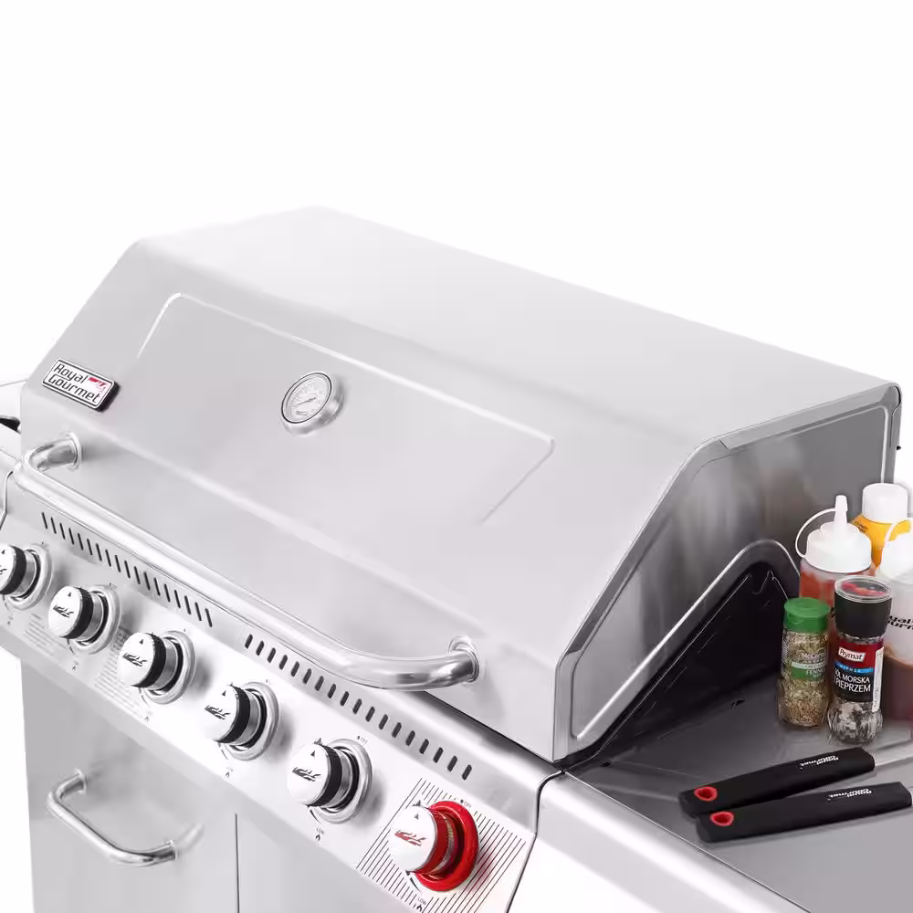 Royal Gourmet 6-Burner Propane Gas Grill in Stainless Steel with Sear Burner and Side Burner