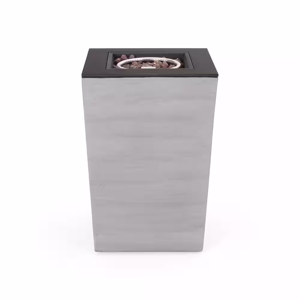 Noble House Langton 19.50 in. x 29 in. Rectangular Concrete Propane Fire Pit in Dark Grey