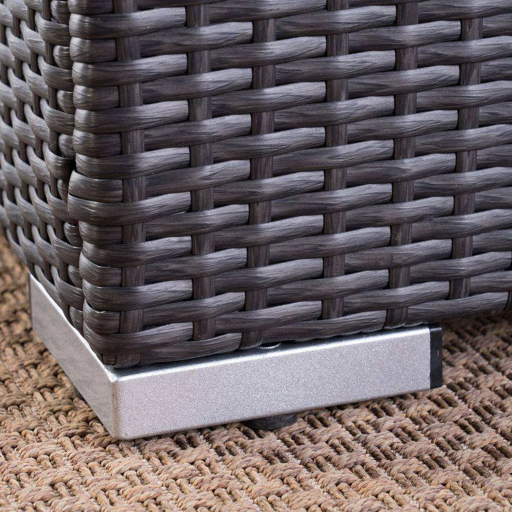 Noble House Santa Rosa Gray 8-Piece Faux Rattan Patio Conversation Set with Silver Cushions