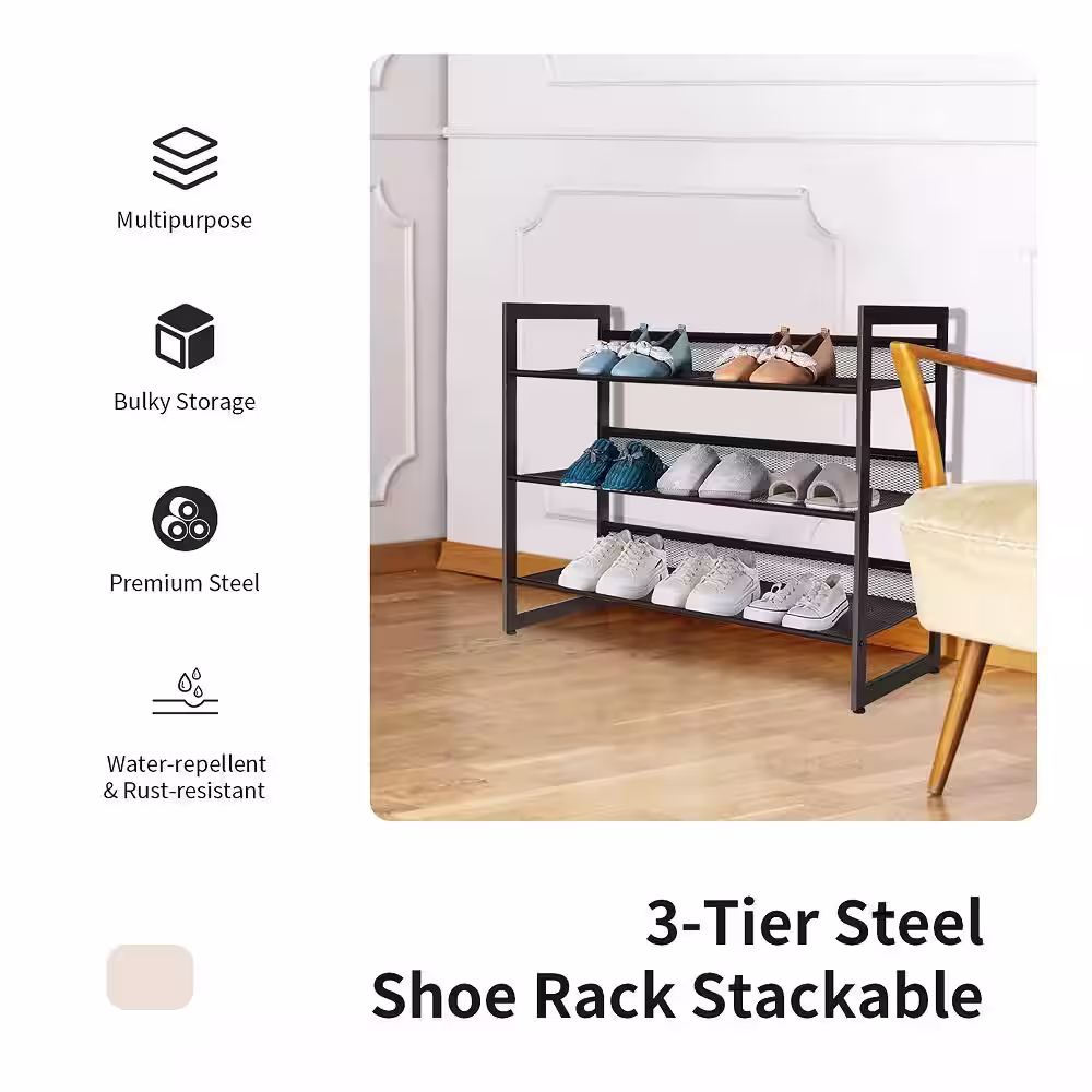 Costway 25 in. H 12-Pair Adjustable to Flat Slant Shoe Rack Shoe Organizer Holder Stand