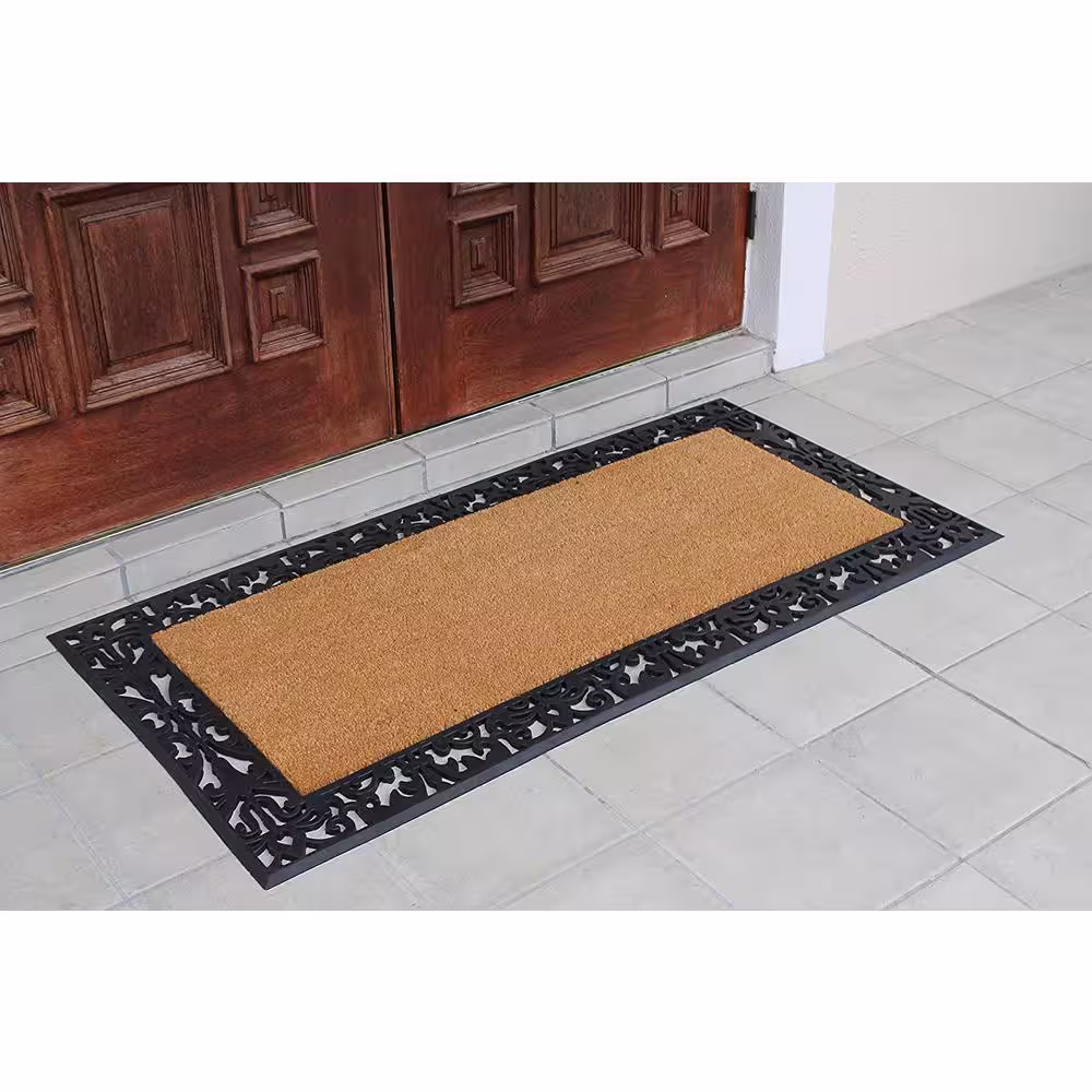 A1 Home Collections A1HC First Impression Black/Beige 30 in. x 60 in. Rubber and Coir, Heavy Duty, Extra Large Size Doormat