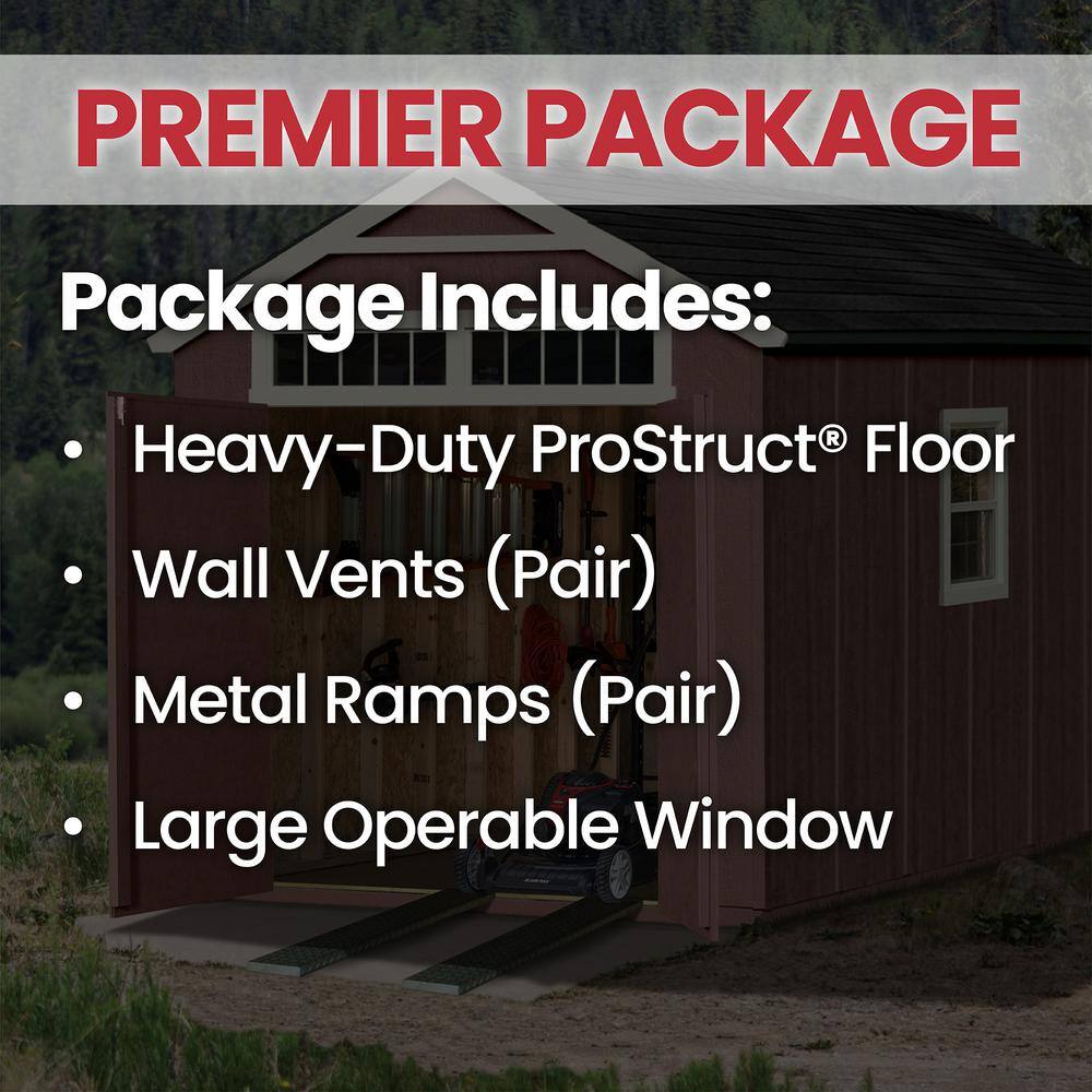 Handy Home Products Pro Installed Majestic Premier 8 ft. x 12 ft. Wood Shed with Floor, Window and Ramp Upgrade -Black Shingle (96 sq. ft.)