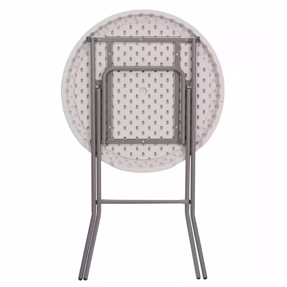 None 31.5 in. Granite White Plastic Tabletop Metal Frame Folding Table