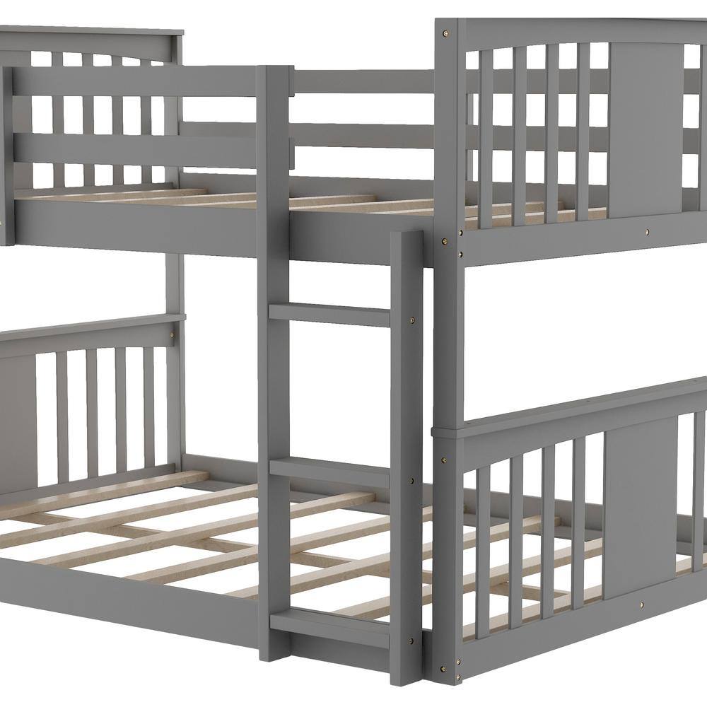 Qualler Gray Full Over Full Bunk Bed with Ladder and Slide