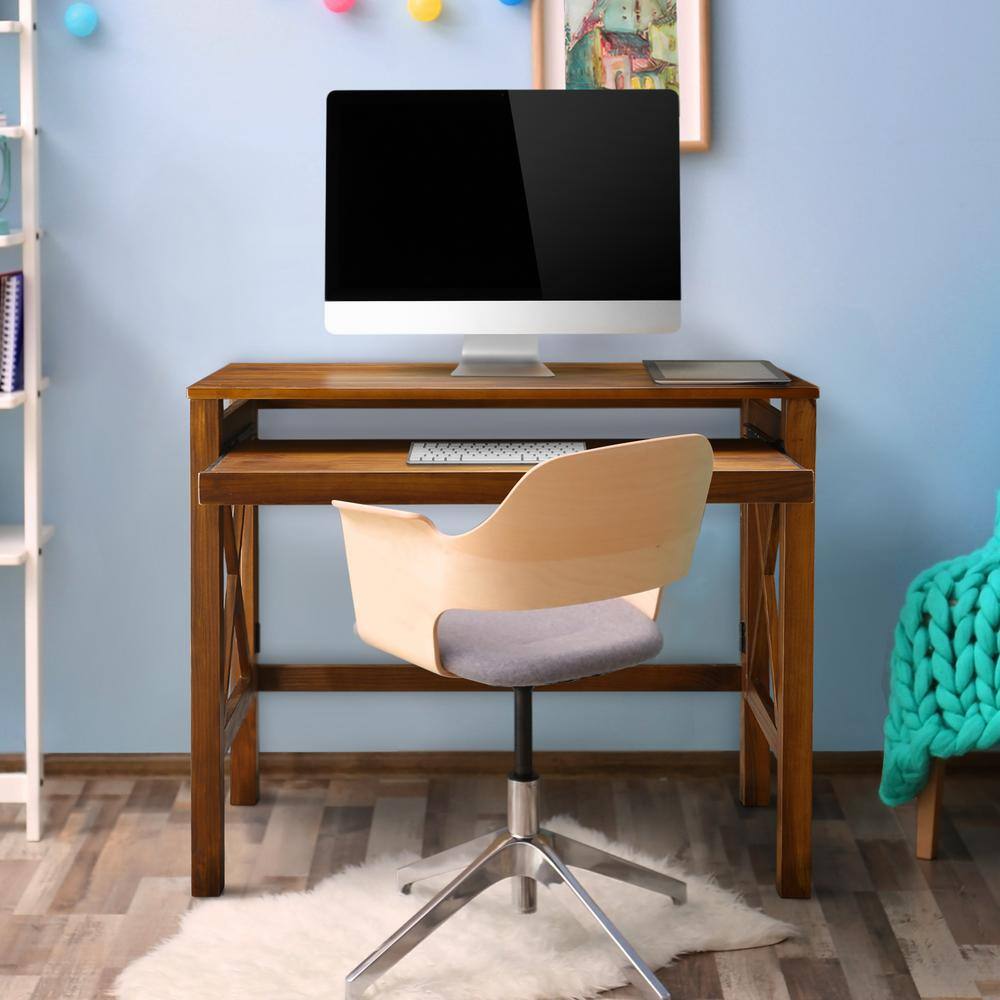 Casual Home X-Design Warm Brown Folding Desk with Pull-Out