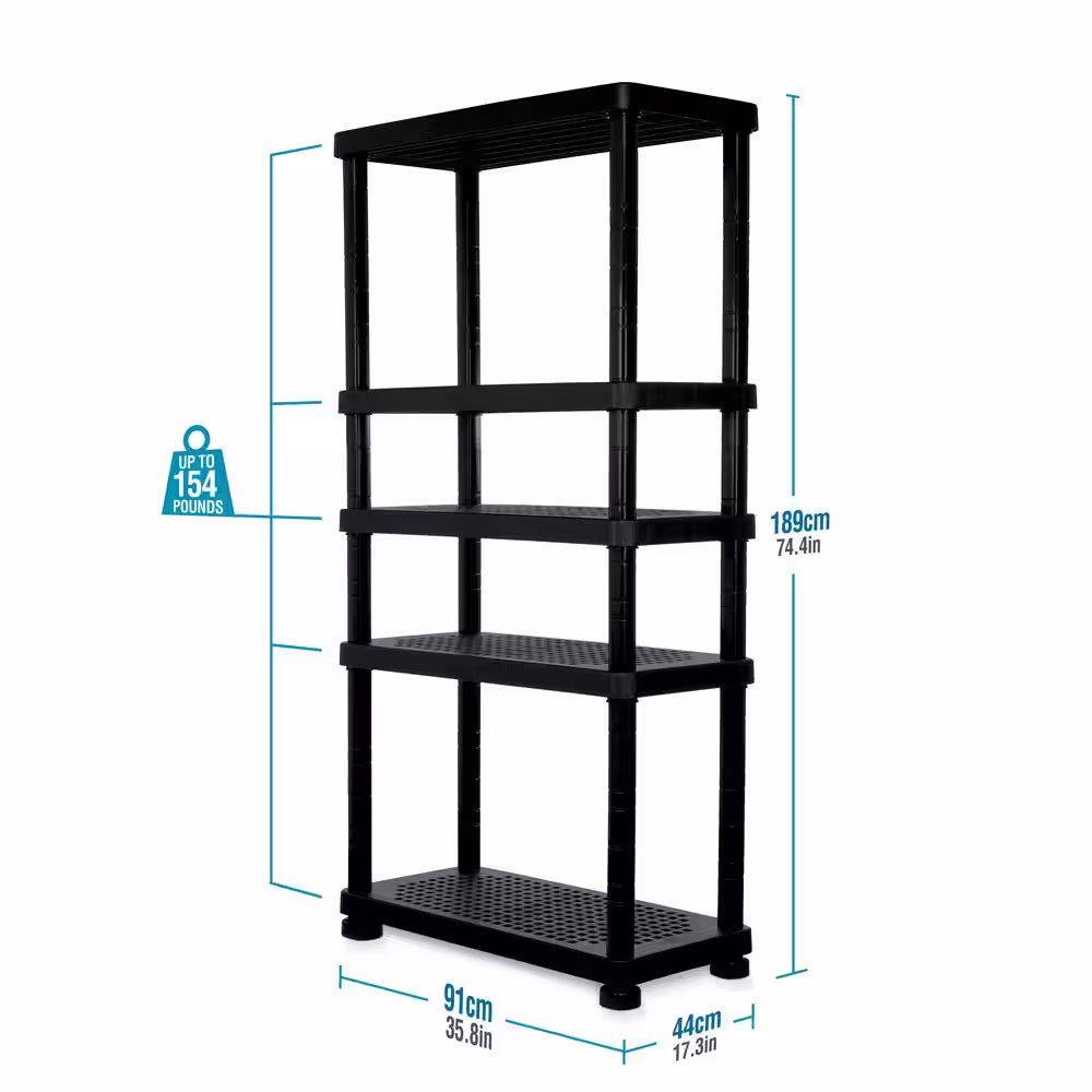 MQ ECO 90.9 in. W x 74.4 in. H x 18.1 in. D 1-Medium and 2-Large 11 Shelves Freestanding Cabinets in Black and Gray