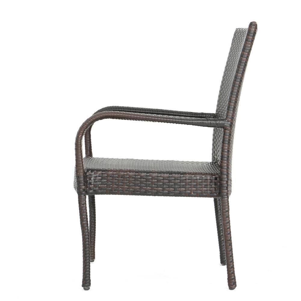 Noble House Laurel Multi-Brown 3-Piece Faux Rattan Patio Conversation Set