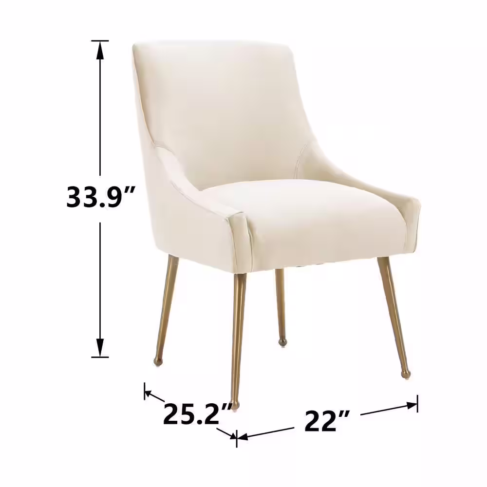 Boyel Living Beige Velvet Dinning Chair with Pulling Handle and Adjustable Foot Nails(Set of 2)