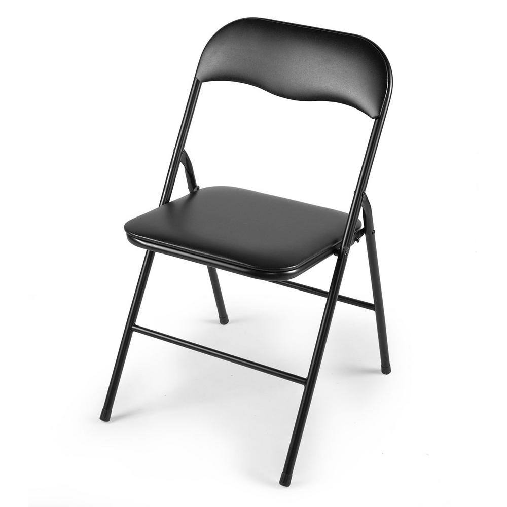 None Black Metal Plastic Folding Chair (Set of 6)