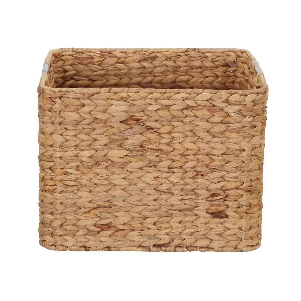 HOUSEHOLD ESSENTIALS Hyacinth 14.5 in. H x 14.5 in. W x 11 in D Wicker Basket with Metal Frame