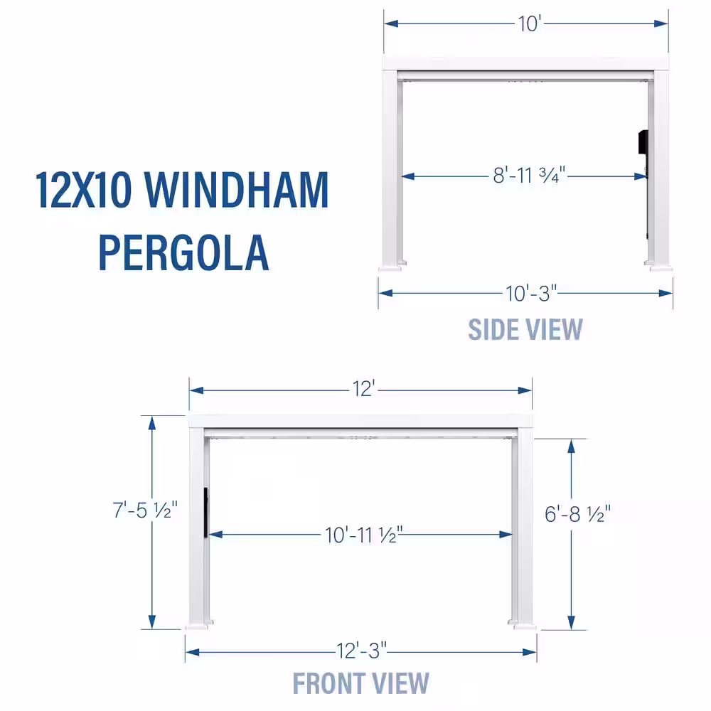 None Windham 12 ft. x 10 ft. White Steel Modern Pergola with Sail Shade Soft Canopy