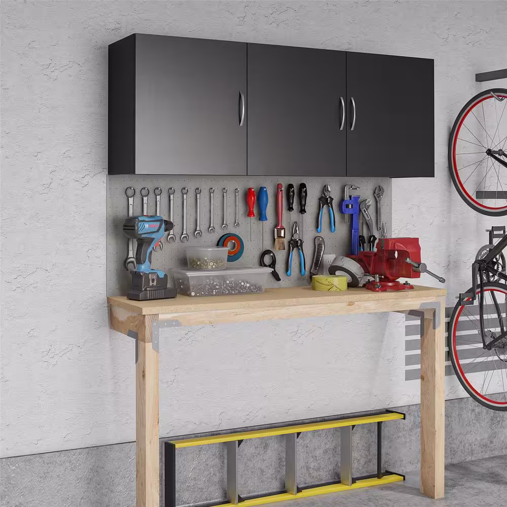 SystemBuild Lonn 54 in. x 20.3 in. x 12.44 in Wall Cabinet in Black 1 Piece