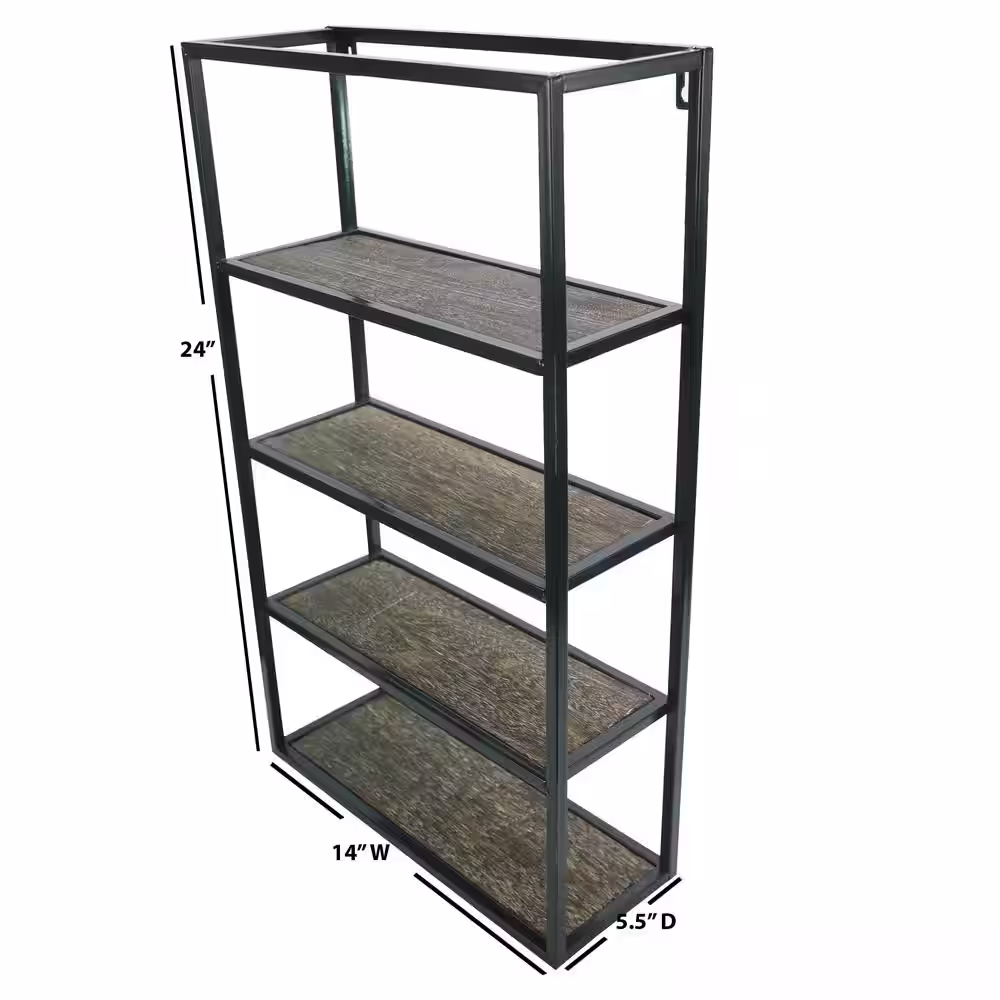 ADMIRED BY NATURE 27 in. Rustic Wood Weathered Brown Floating Wall Shelves Book Shelves Wall Mounted Room decor