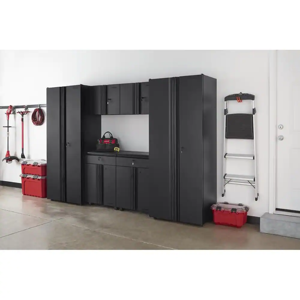 Husky 6-Piece Regular Duty Welded Steel Garage Storage System in Black (109 in. W x 75 in. H x 19.6 in. D)