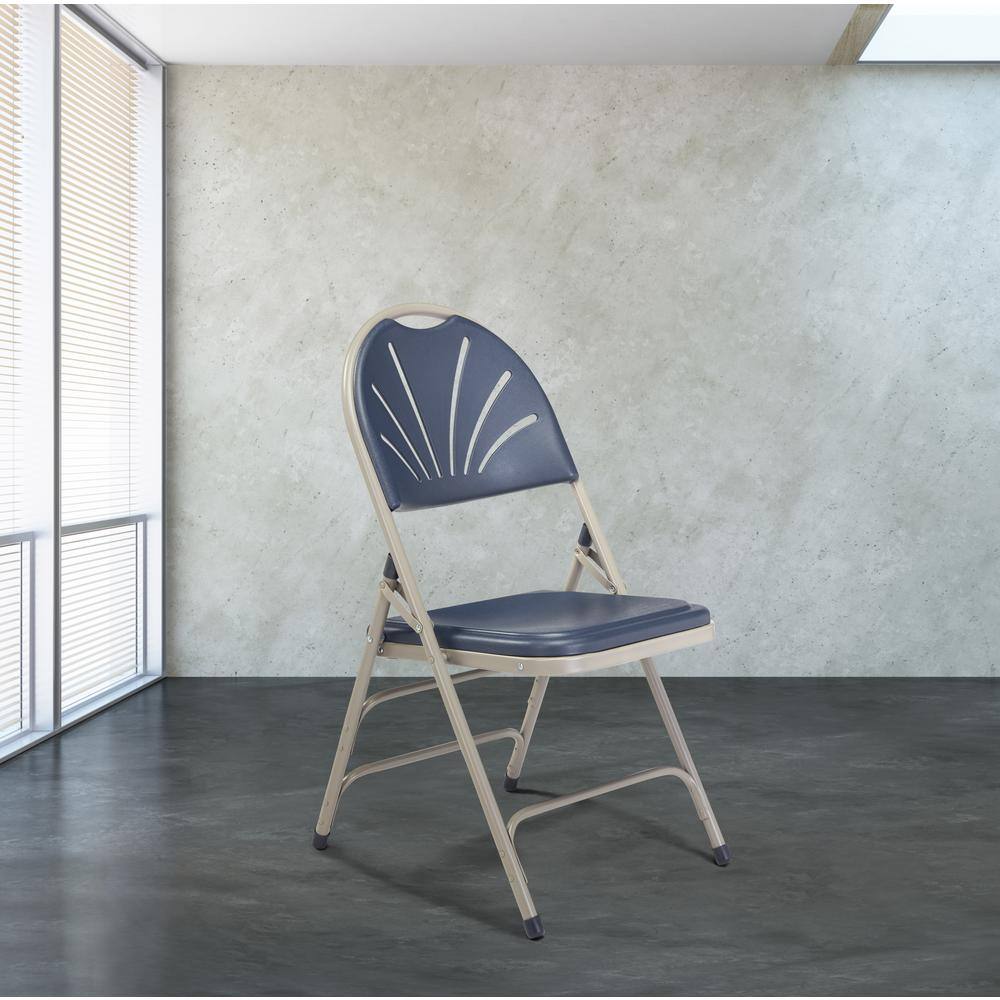 National Public Seating Navy Metal Frame Outdoor Safe Folding Chair (Set of 4)