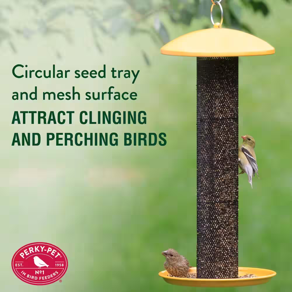 Perky-Pet Yellow Straight Sided Finch Tube Hanging Bird Feeder - 1.5 lb. Capacity