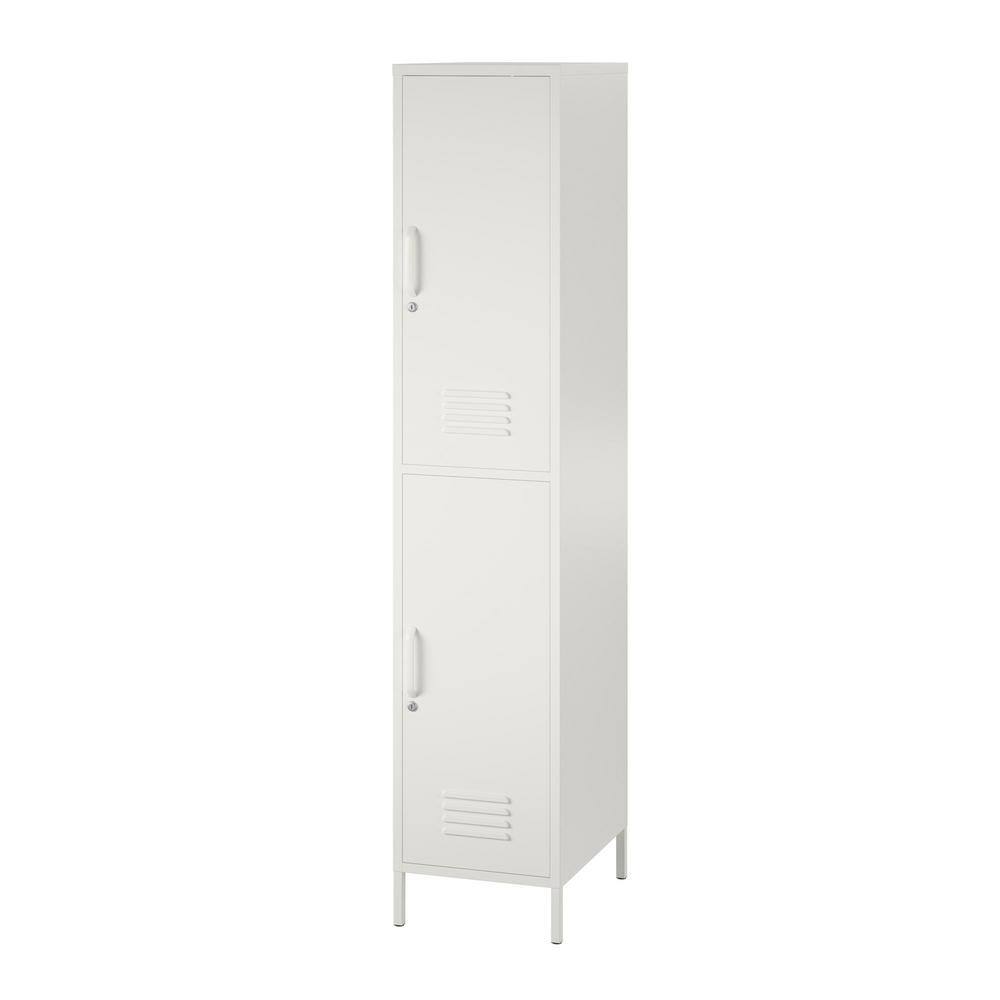 None Mission District 14.96 in. W Wood Closet System with Metal Locker, White