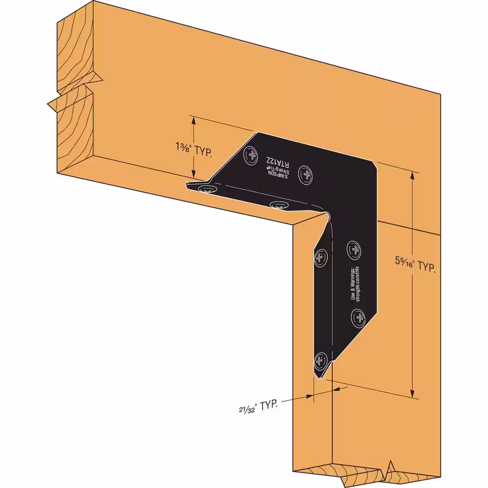 Simpson Strong-Tie Outdoor Accents ZMAX, Black Powder-Coated Rigid Tie Angle for 1 x 2 Joist/Post