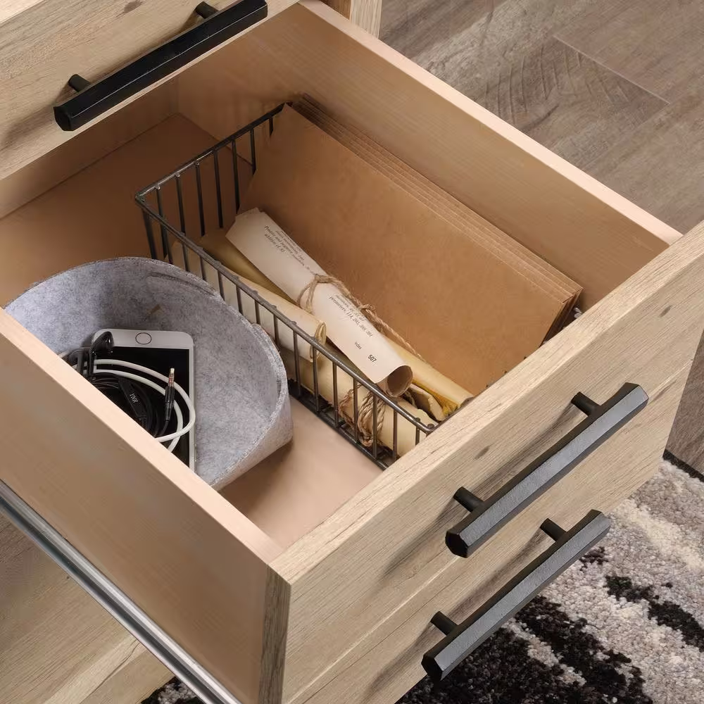 SAUDER Aspen Post 65.118 in. W Prime Oak 6-Drawer Executive Desk