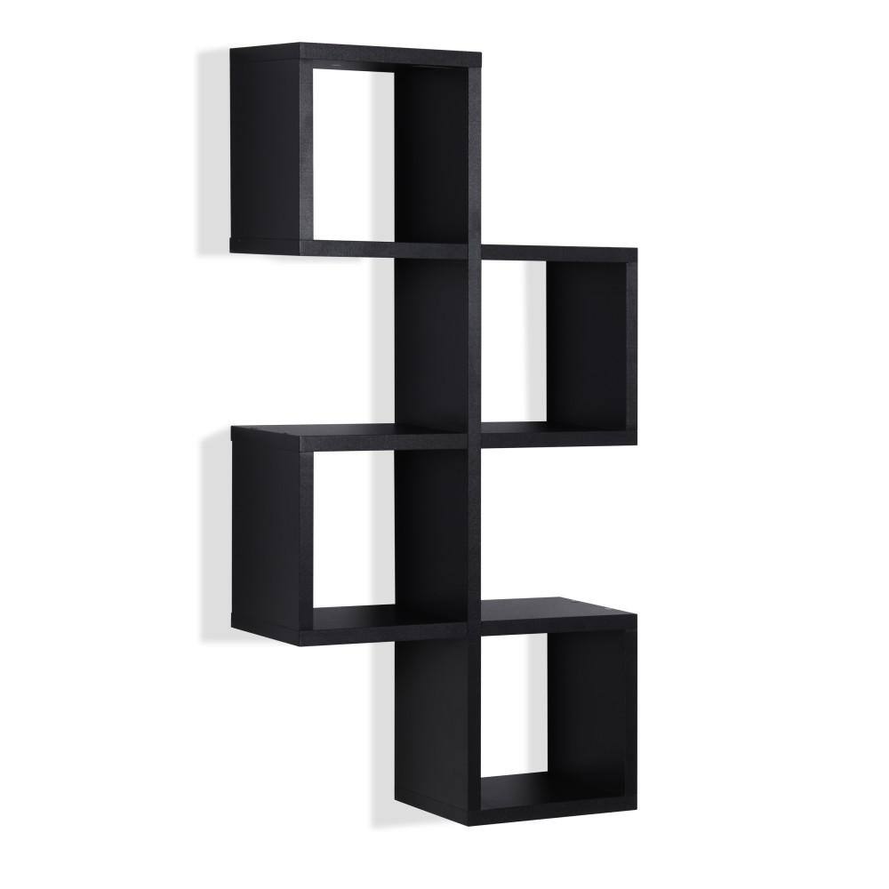 DANYA B Black MDF Cubby Chessboard Floating Wall Shelf