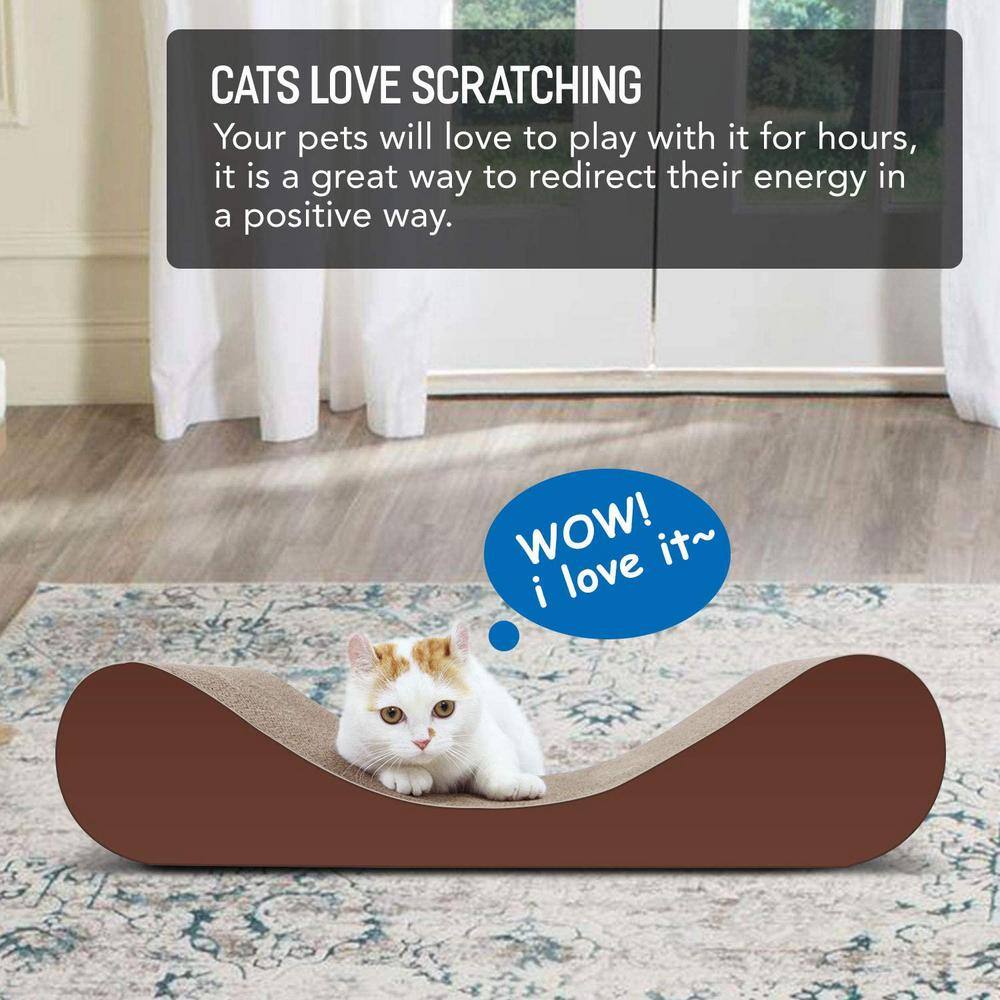 None Small Cat Scratcher Cardboard Lounge Bed Cat Scratching Post Durable Board Pads Prevents Furniture Damage in Brown