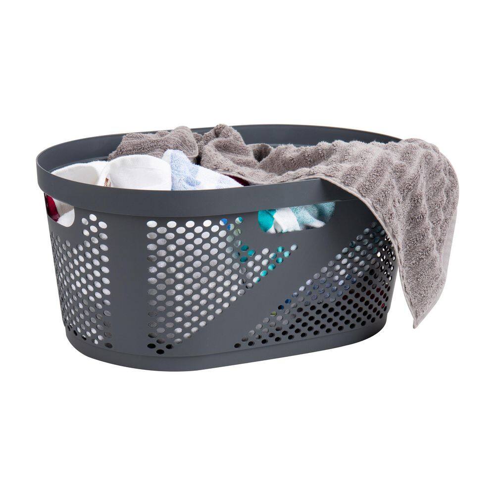 Mind Reader Basket Collection, Laundry Basket, 40 Liter (10kg/22lbs) Capacity, Cut Out Handles, Set of 2, Gray